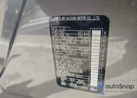 2022 Infiniti Qx50 Luxe z USA, uszkodzony, nr VIN 3PCAJ5BA6NF108927